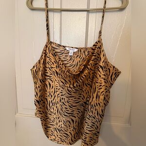 Nine West Women's Cowl Neck Camisole - Tan Animal Print